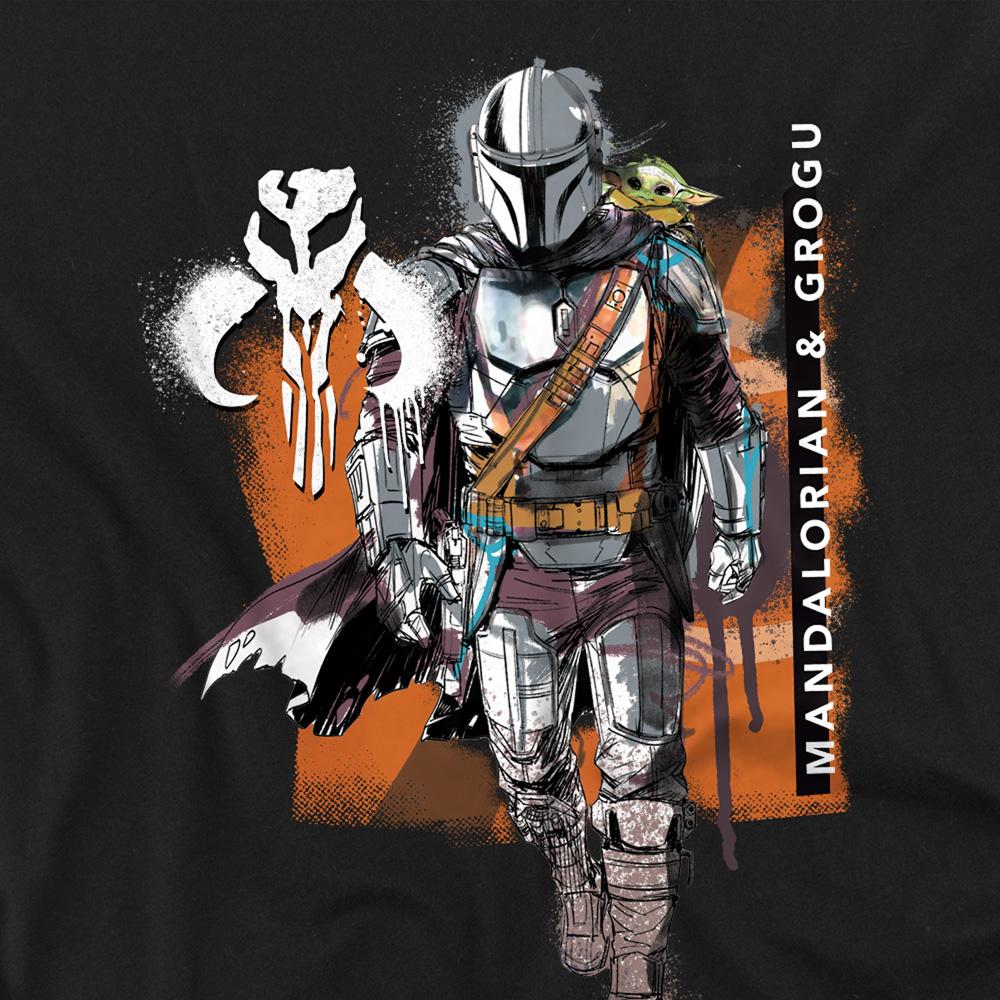 Black - Side - The Mandalorian & Grogu Unisex Adult Graffiti Spray T-Shirt