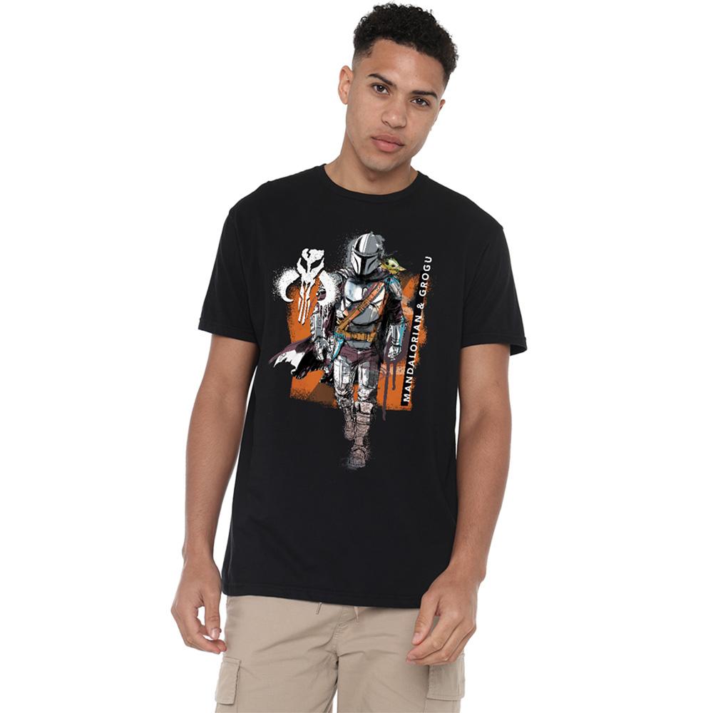 Black - Lifestyle - The Mandalorian & Grogu Unisex Adult Graffiti Spray T-Shirt