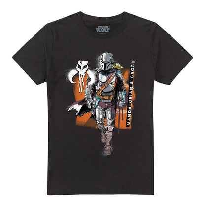 Black - Front - The Mandalorian & Grogu Unisex Adult Graffiti Spray T-Shirt