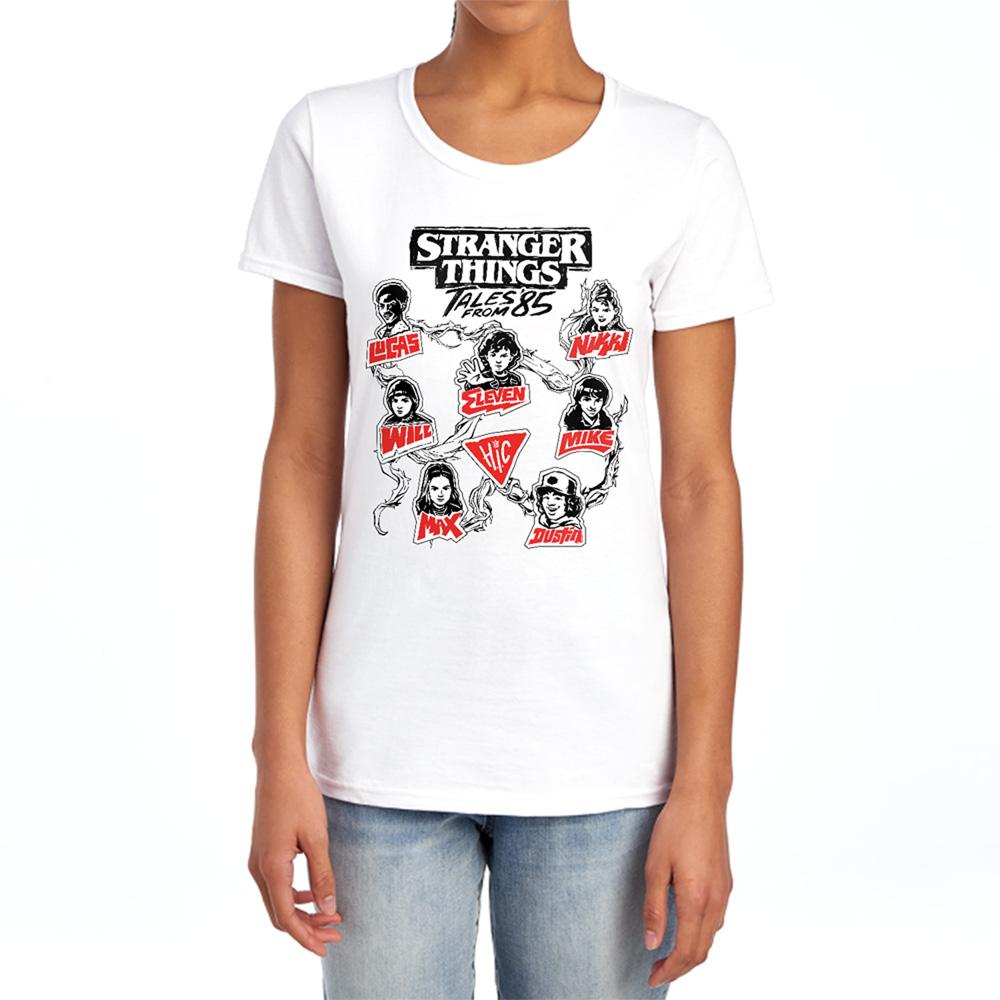 White - Lifestyle - Stranger Things: Tales from ´85 Womens-Ladies Character Vines Capped Sleeved T-Shirt