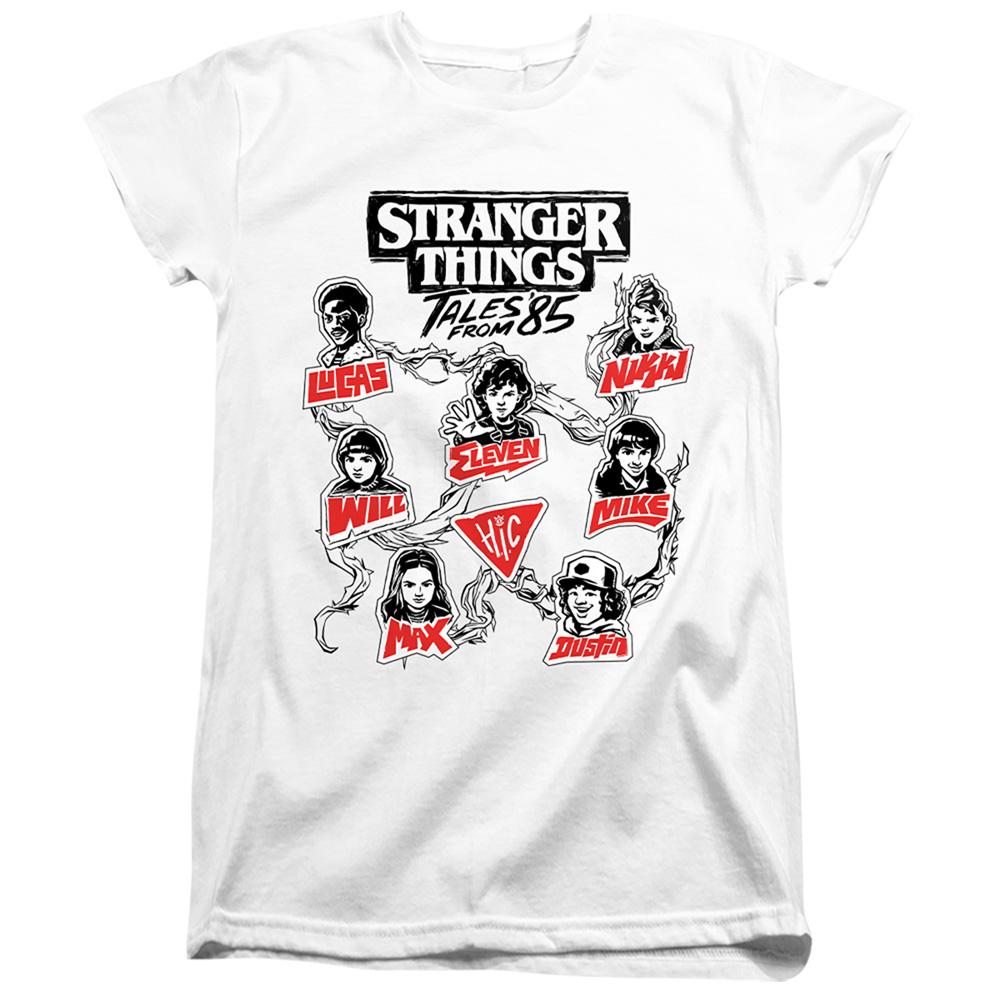 White - Front - Stranger Things: Tales from ´85 Womens-Ladies Character Vines Capped Sleeved T-Shirt