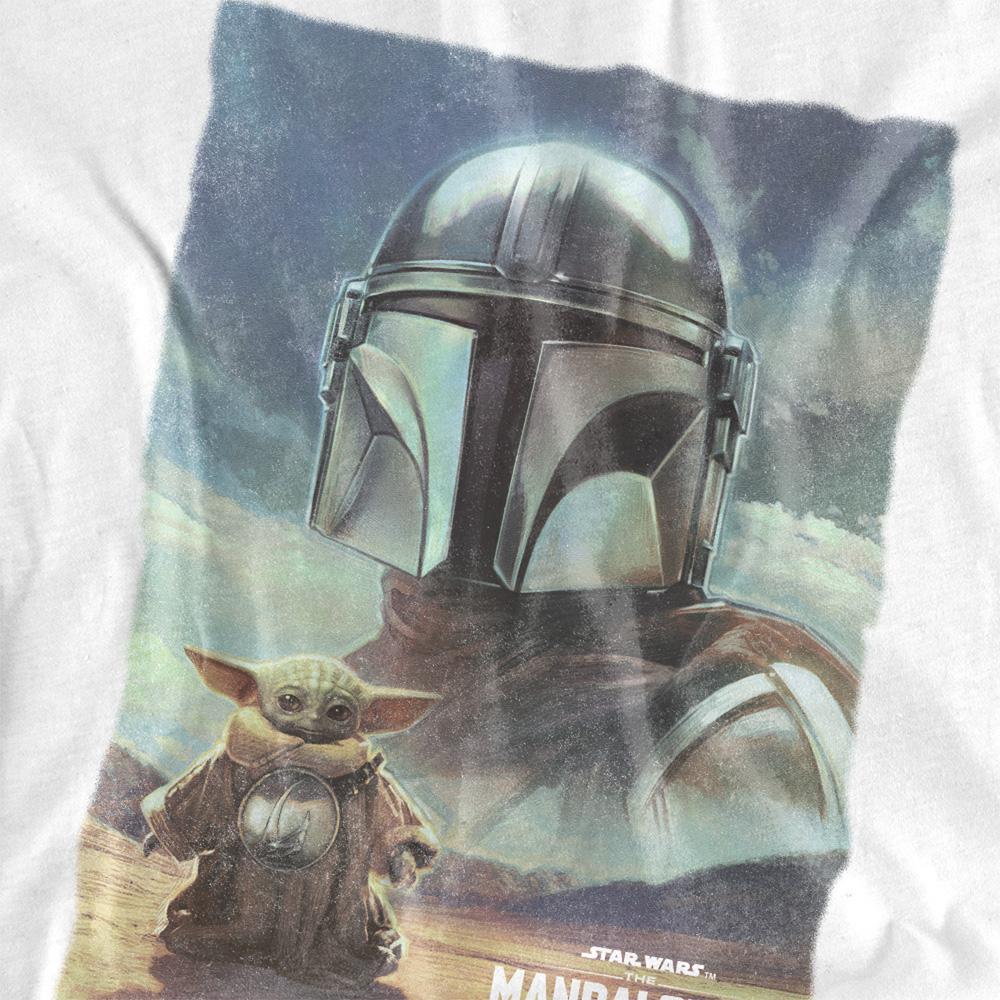 White - Side - The Mandalorian & Grogu Unisex Adult Worn Poster T-Shirt