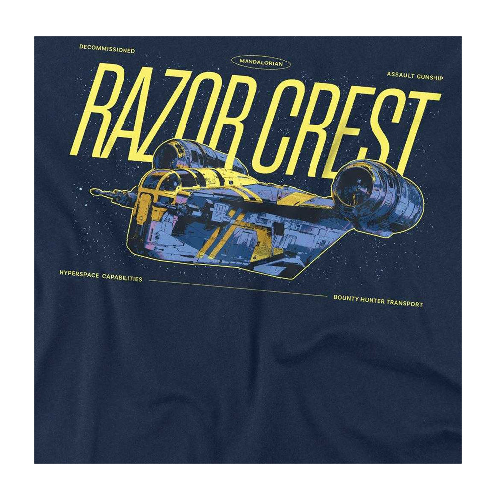 Navy - Side - The Mandalorian & Grogu Unisex Adult Gunship Razor Crest T-Shirt