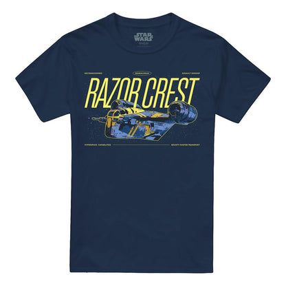 Navy - Front - The Mandalorian & Grogu Unisex Adult Gunship Razor Crest T-Shirt