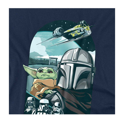 Navy - Side - The Mandalorian & Grogu Childrens-Kids Razor Crest T-Shirt