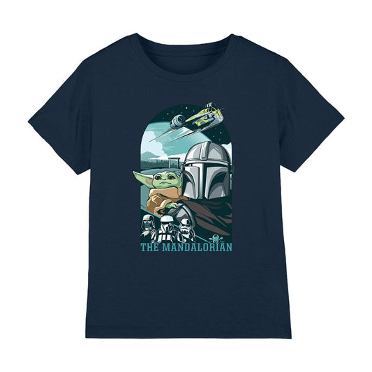 Navy - Front - The Mandalorian & Grogu Childrens-Kids Razor Crest T-Shirt