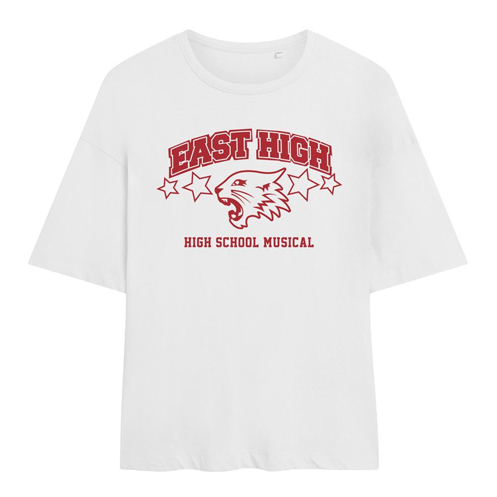 White - Front - High School Musical Womens-Ladies East High Oversized T-Shirt
