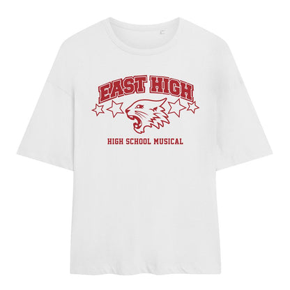 White - Front - High School Musical Womens-Ladies East High Oversized T-Shirt