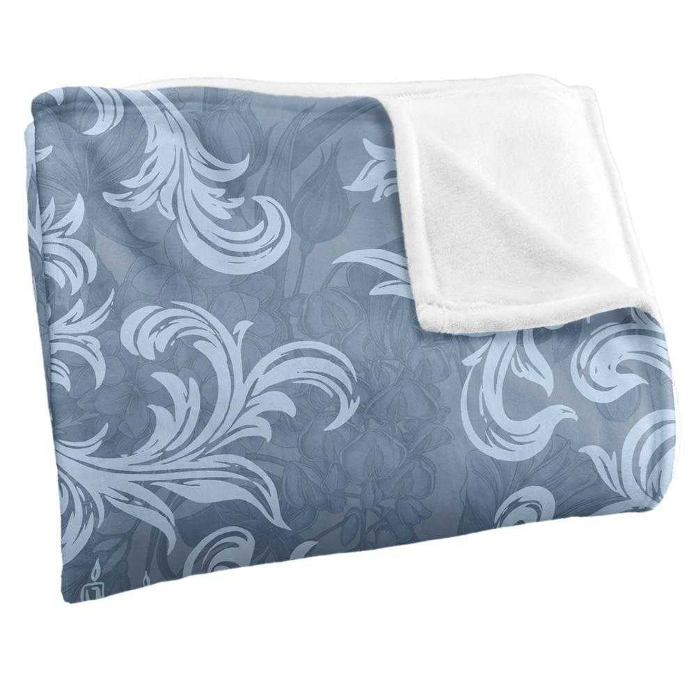 Blue - Side - Bridgerton Bee Mask Soft Damask Blanket