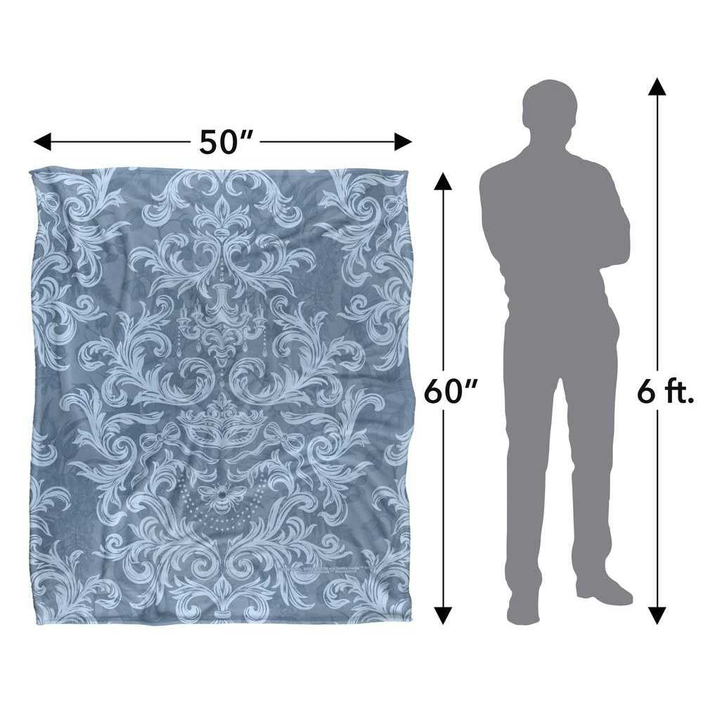 Blue - Pack Shot - Bridgerton Bee Mask Soft Damask Blanket