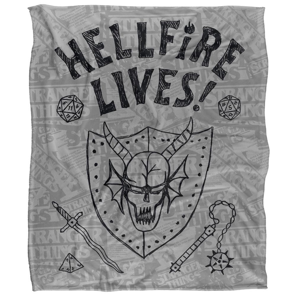 Grey - Back - Stranger Things Hellfire Lives Graduation Silky Soft Touch Throw