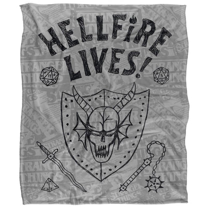 Grey - Back - Stranger Things Hellfire Lives Graduation Silky Soft Touch Throw