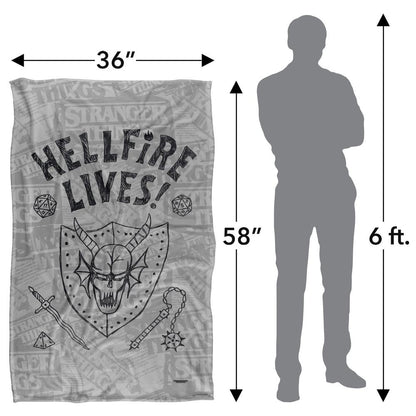 Grey - Pack Shot - Stranger Things Hellfire Lives Graduation Silky Soft Touch Throw