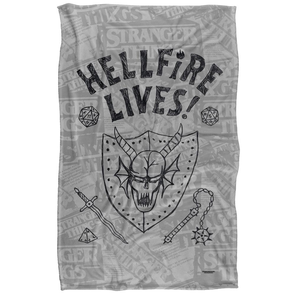 Grey - Front - Stranger Things Hellfire Lives Graduation Silky Soft Touch Throw