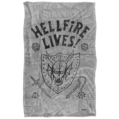 Grey - Front - Stranger Things Hellfire Lives Graduation Silky Soft Touch Throw