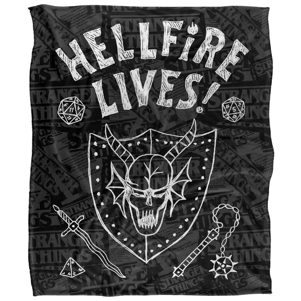 Black - Back - Stranger Things Hellfire Lives Graduation Silky Inverted Soft Touch Blanket
