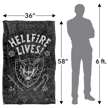 Black - Pack Shot - Stranger Things Hellfire Lives Graduation Silky Inverted Soft Touch Blanket