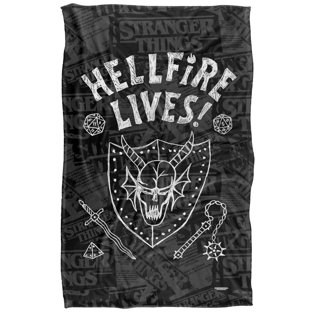 Black - Front - Stranger Things Hellfire Lives Graduation Silky Inverted Soft Touch Blanket