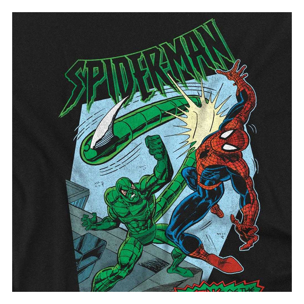 Black - Side - Spider-Man Unisex Adult Sting Of The Scorpion Retro T-Shirt
