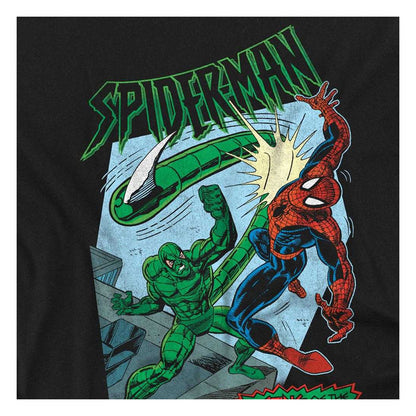 Black - Side - Spider-Man Unisex Adult Sting Of The Scorpion Retro T-Shirt