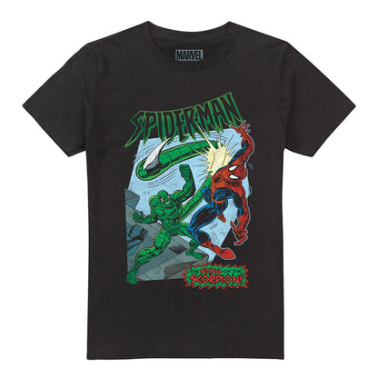 Black - Front - Spider-Man Unisex Adult Sting Of The Scorpion Retro T-Shirt