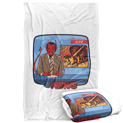 Multicoloured Print - Side - Steven Rhodes Breaking News Soft Touch Blanket