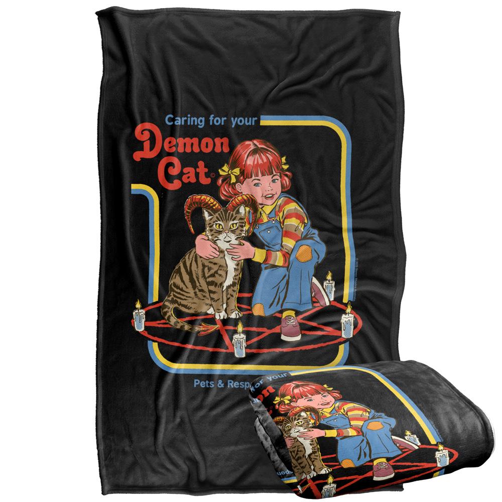 Multicoloured Print - Side - Steven Rhodes Caring For Your Demon Cat Soft Touch Blanket