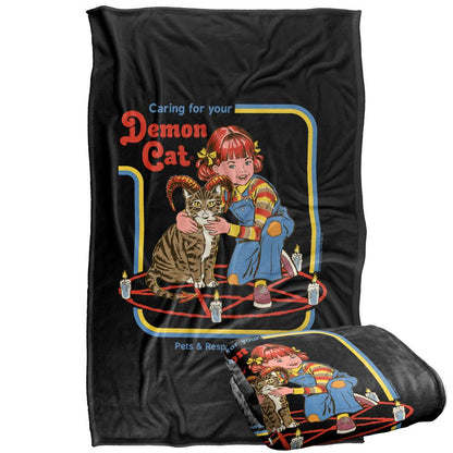 Multicoloured Print - Side - Steven Rhodes Caring For Your Demon Cat Soft Touch Blanket