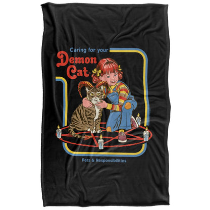 Multicoloured Print - Front - Steven Rhodes Caring For Your Demon Cat Soft Touch Blanket
