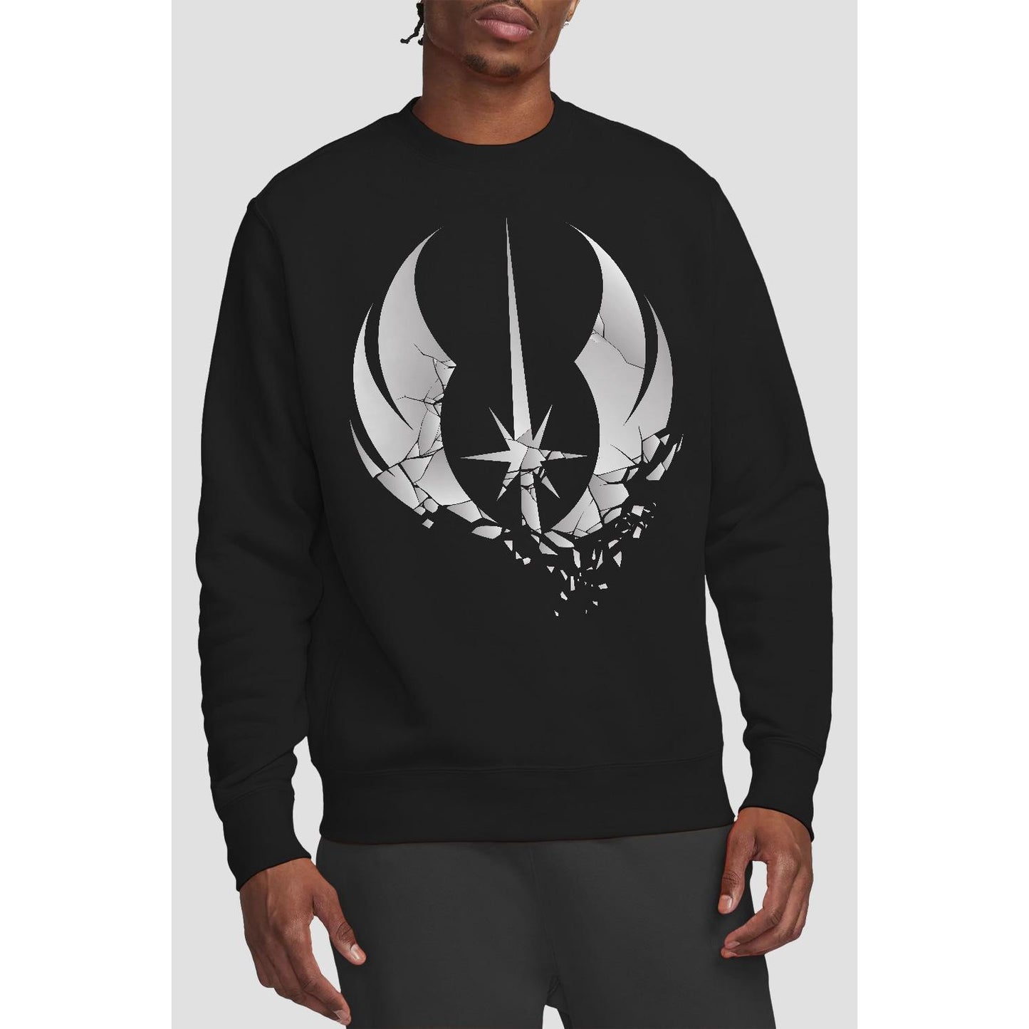 Black - Back - Star Wars Unisex Adult Jedi Obi Wan Kenobi Shattered Sweatshirt