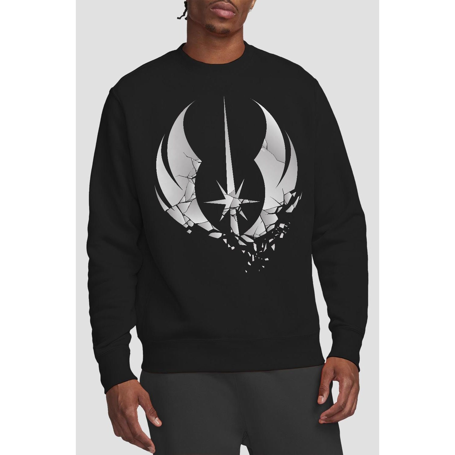 Black - Back - Star Wars Unisex Adult Jedi Obi Wan Kenobi Shattered Sweatshirt