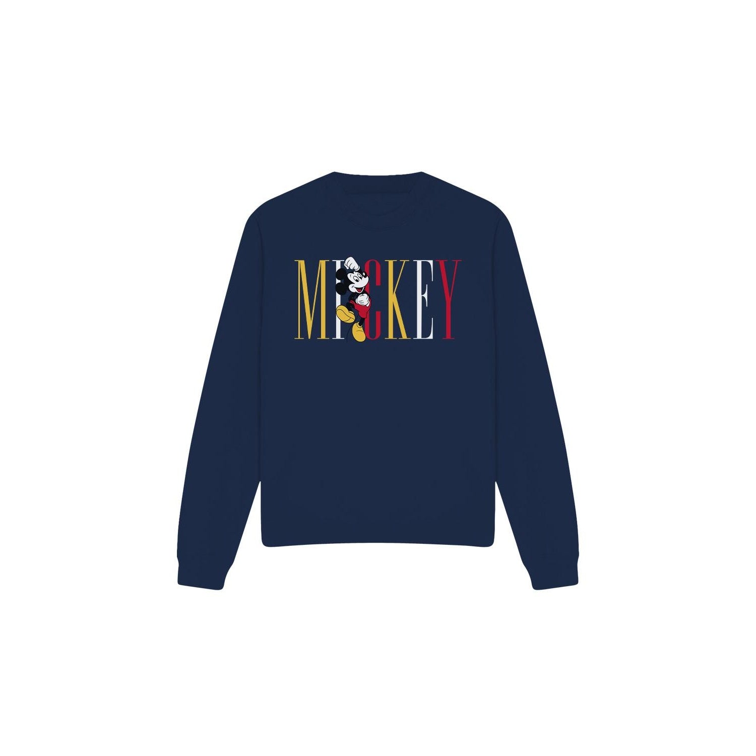 Navy - Front - Disney Unisex Adult Mickey Mouse Multicolour Name Sweatshirt