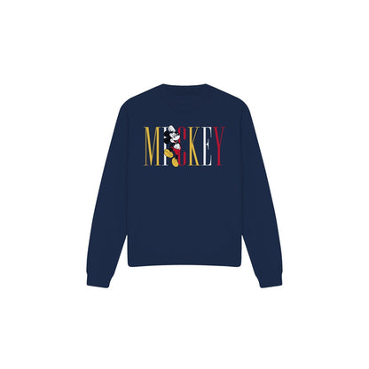 Navy - Front - Disney Unisex Adult Mickey Mouse Multicolour Name Sweatshirt