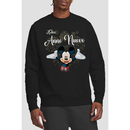 Black - Back - Disney Unisex Adult Italian Mickey Mouse Fireworks New Year Sweatshirt