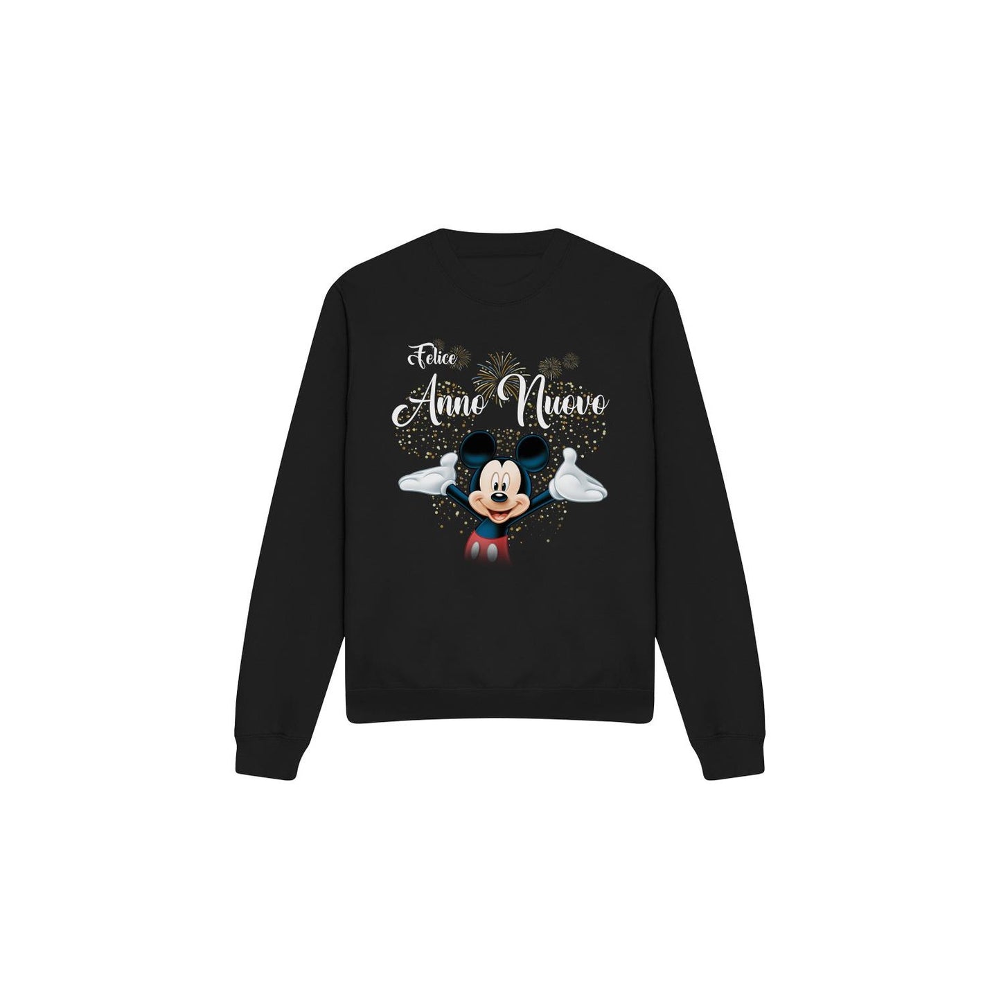 Black - Front - Disney Unisex Adult Italian Mickey Mouse Fireworks New Year Sweatshirt