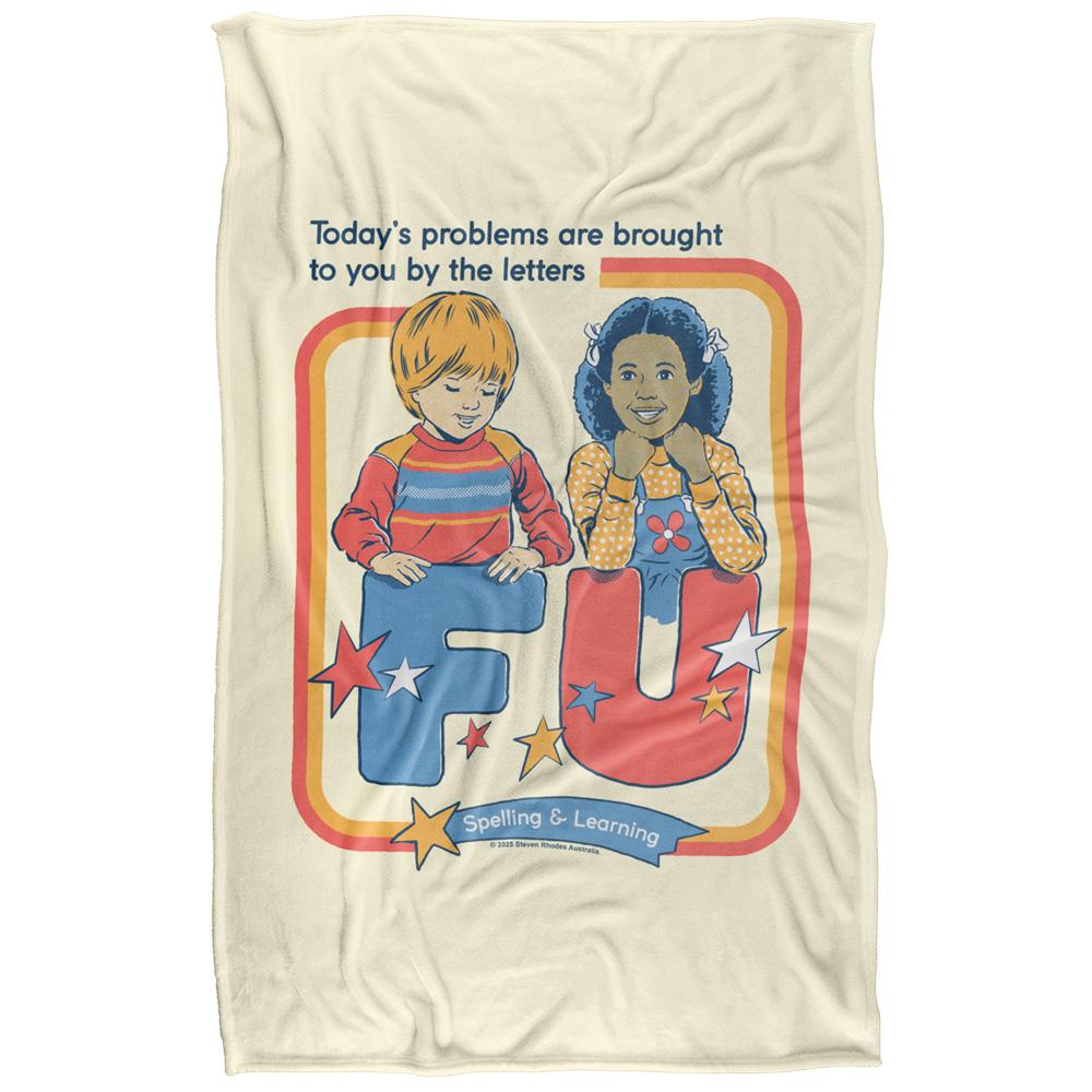 Beige-Multicoloured - Front - Steven Rhodes Today´s Problems Soft Touch Blanket