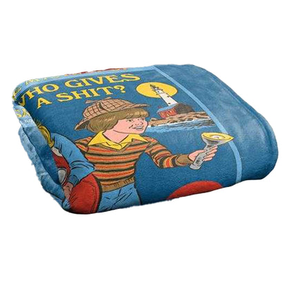 Blue-Multicoloured - Back - Steven Rhodes Who Gives A Shit Soft Touch Blanket