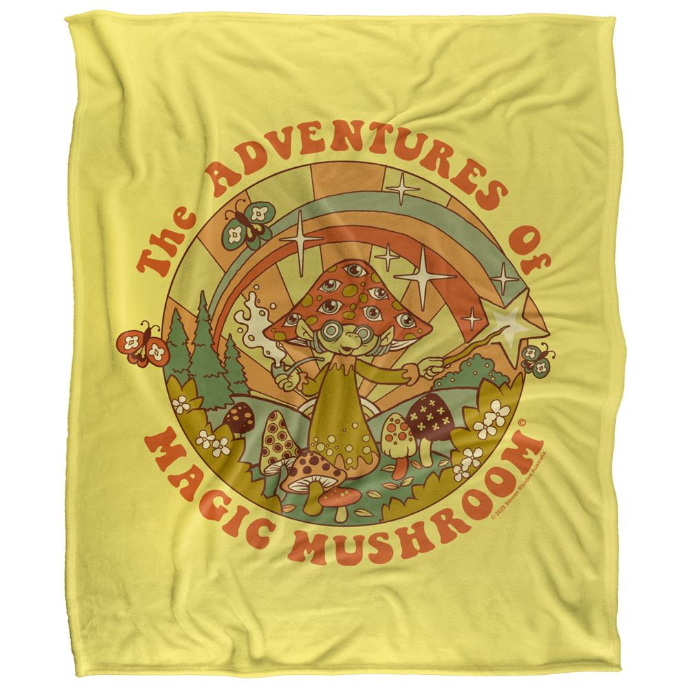 Yellow-Multicoloured - Front - Steven Rhodes Magic Mushroom Soft Touch Blanket