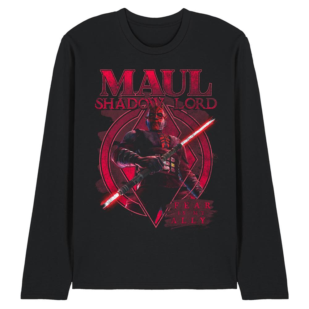 Black - Front - Star Wars: Maul-Shadow Lord Unisex Adult Lord Fear Is My Ally Long-Sleeved T-Shirt