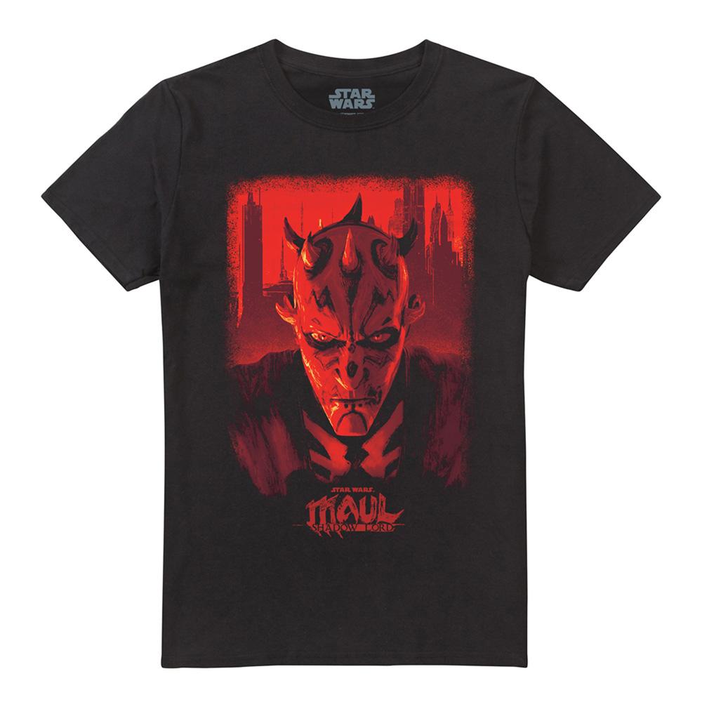 Black - Front - Star Wars: Maul-Shadow Lord Unisex Adult Red City Poster T-Shirt