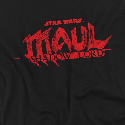 Black - Side - Star Wars: Maul-Shadow Lord Unisex Adult Red Logo T-Shirt