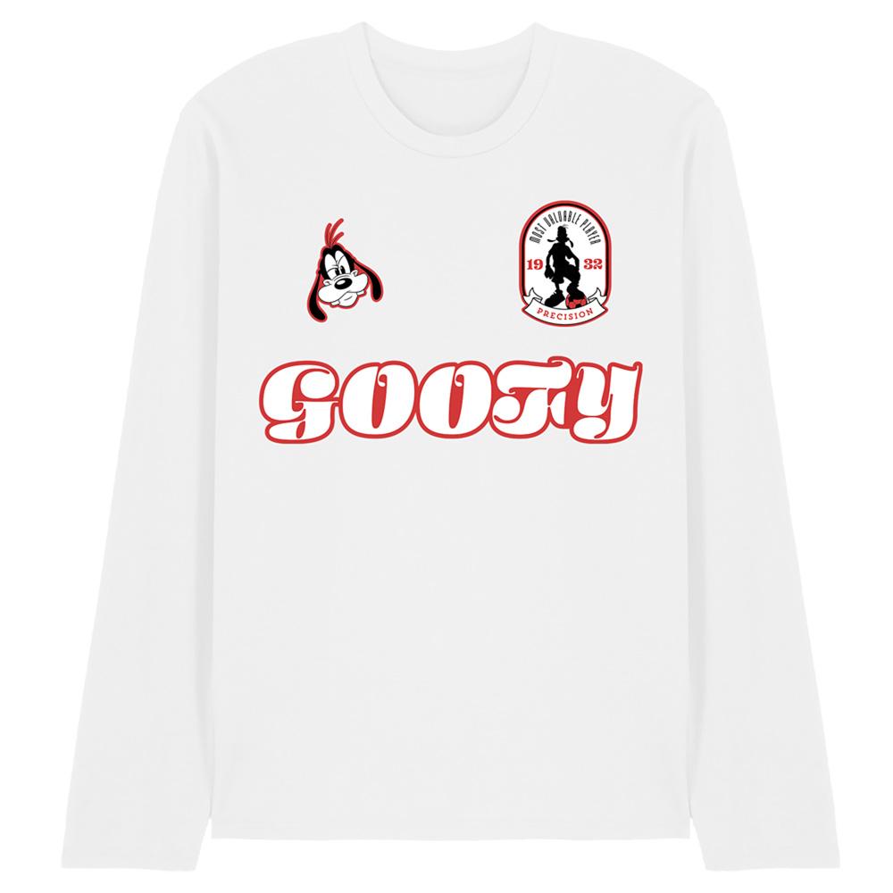 White - Front - Disney Unisex Adult Goofy Football Long-Sleeved T-Shirt