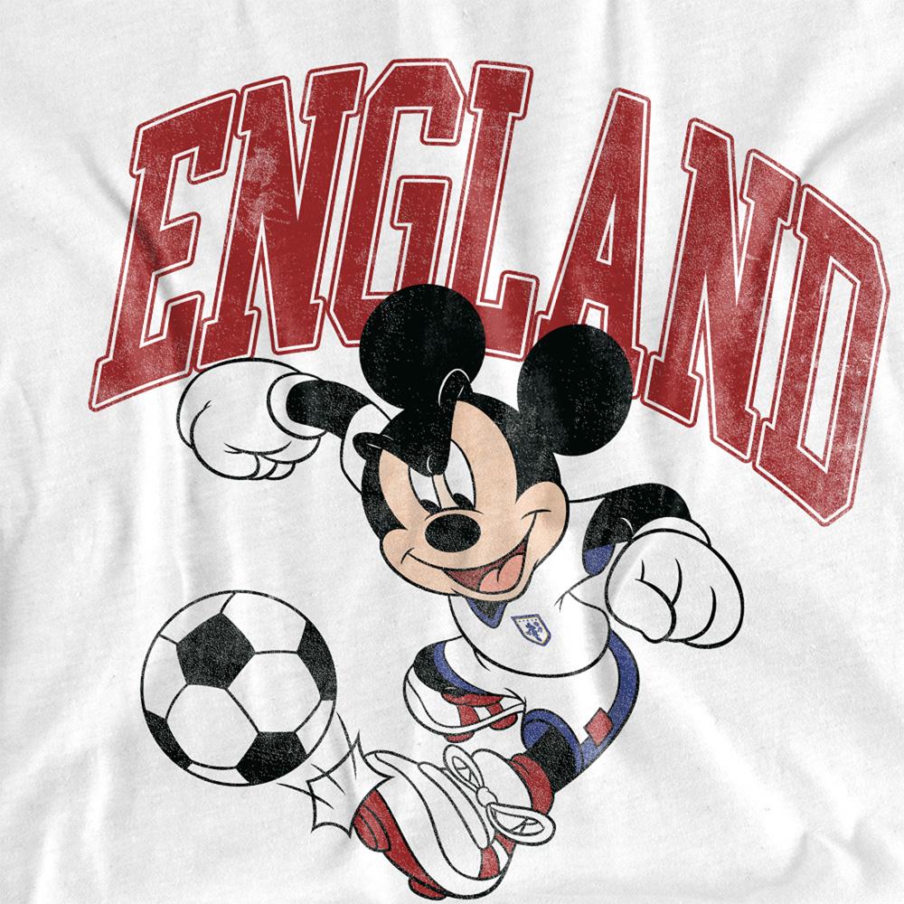 White - Side - Disney Unisex Adult England Mickey Mouse Football Long-Sleeved T-Shirt
