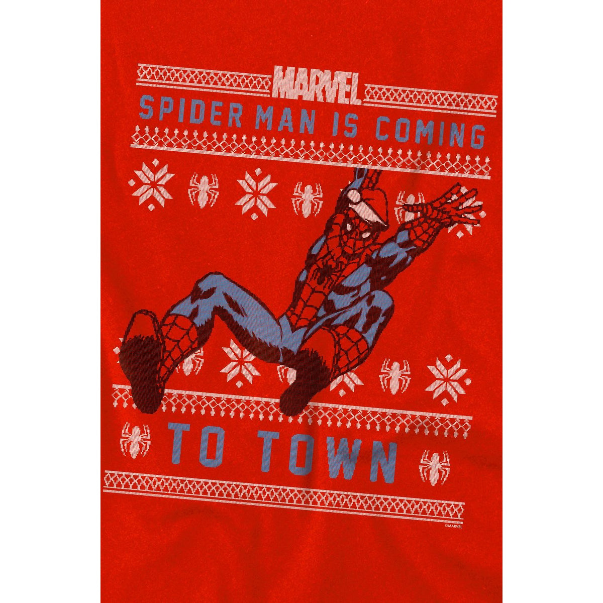 Red - Side - Spider-Man Childrens-Kids Christmas Sweater T-Shirt