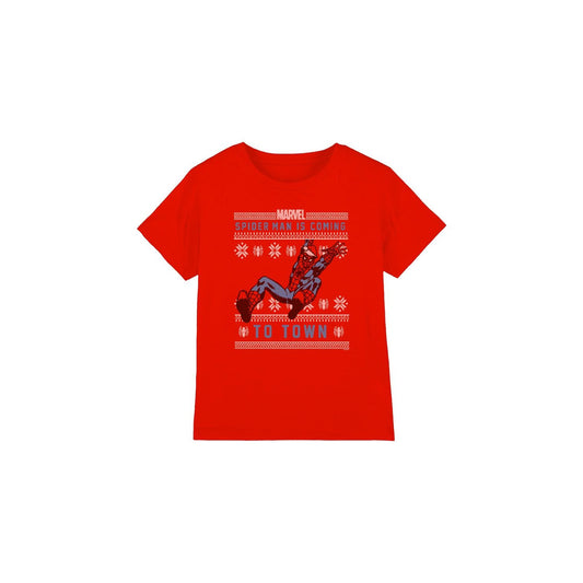 Red - Front - Spider-Man Childrens-Kids Christmas Sweater T-Shirt