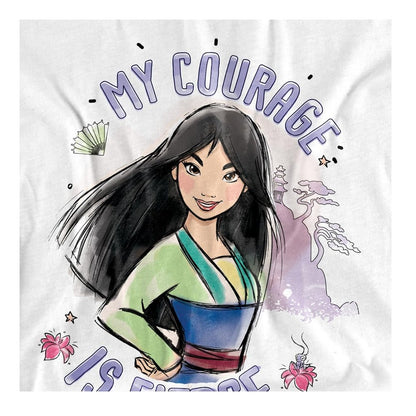 White - Side - Mulan Womens-Ladies My Courage Is Fierce T-Shirt