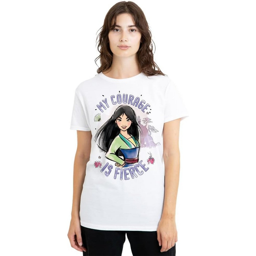 White - Lifestyle - Mulan Womens-Ladies My Courage Is Fierce T-Shirt