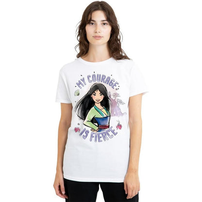 White - Lifestyle - Mulan Womens-Ladies My Courage Is Fierce T-Shirt