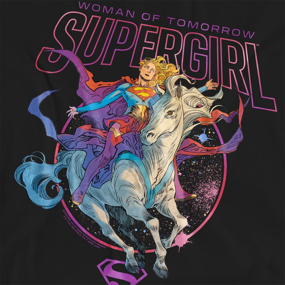 Black - Side - Supergirl Womens-Ladies Woman Of Tomorrow Comet T-Shirt