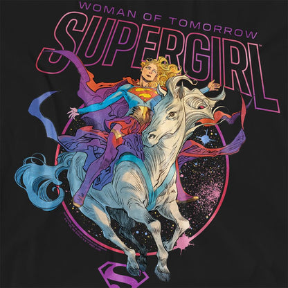 Black - Side - Supergirl Womens-Ladies Woman Of Tomorrow Comet T-Shirt